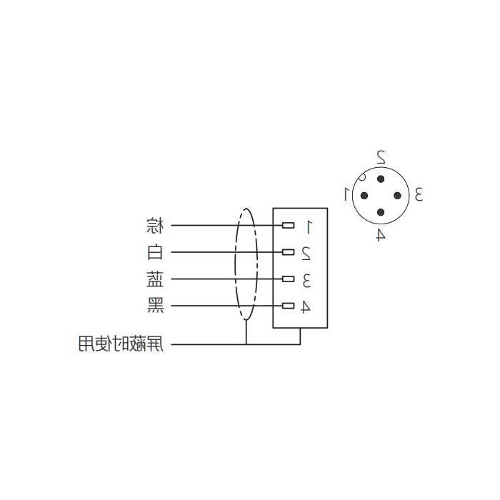 M12 4Pin, straight male, flange socket, front mounting, for PCB mounting, 64SA21P